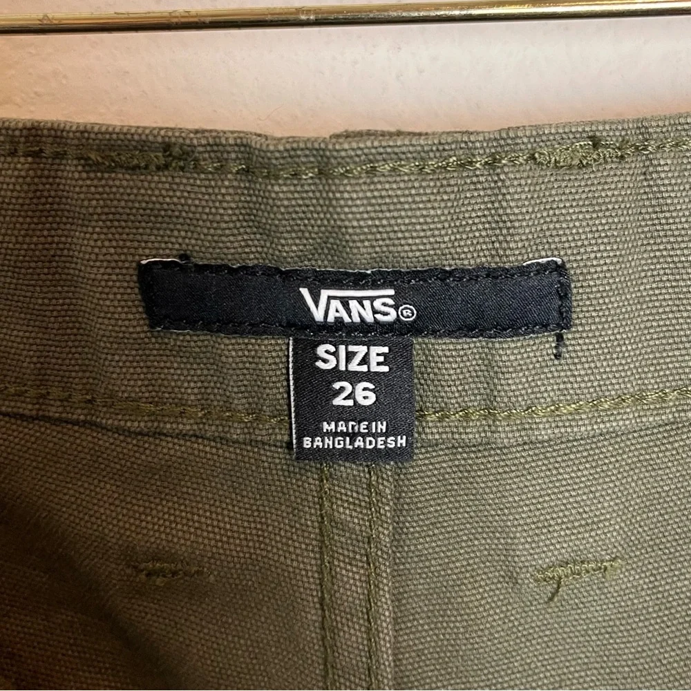 Vans Women’s Arroyo Wide Leg Cargo Pants Olive Green 100% Cotton Canvas Size 26 - Picture 7 of 9